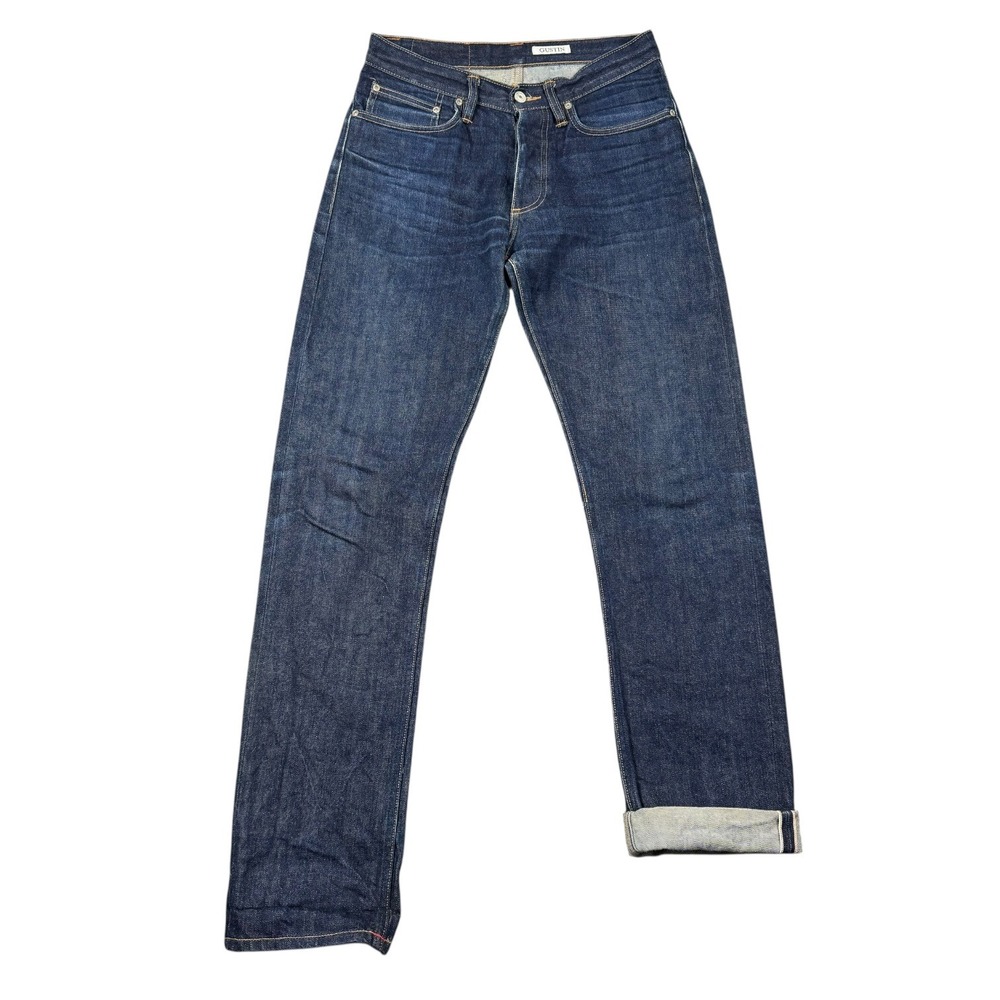 Gustin Selvedge Jeans Men 30x34 Blue Raw Indigo Denim Straight Fit‎ Whiskering